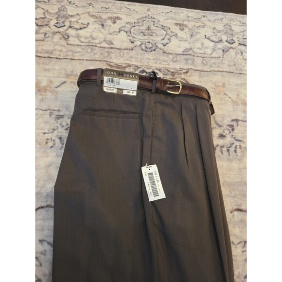 #60 Vintage John Henry men's dress pants 38x30 Brown with belt new with tags - Picture 2 of 6